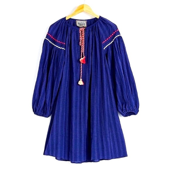Anthropologie Conditions Apply dress blue tassels long sleeve size S - Picture 1 of 9